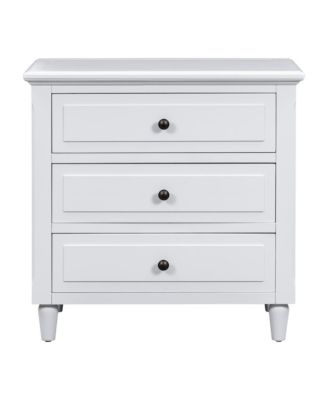 3 Drawer Nightstand Smooth Gliding Rails and Metal Handles