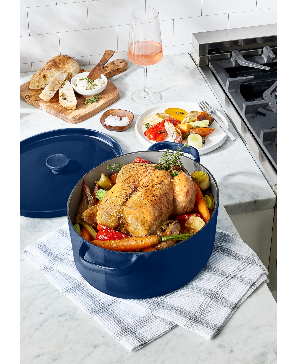 The Cellar Enameled Cast Iron 7-Qt. Dutch Oven Blue, Macy's Exclusive