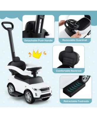 3 In 1 Land Rover Ride On Push Car For Kids With Handle Storage And Canopy