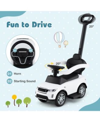 3 In 1 Land Rover Ride On Push Car For Kids With Handle Storage And Canopy