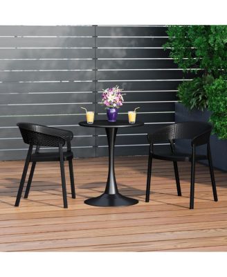 3-Piece Indoor Outdoor Metal Patio Dining Table Set With Stackable Patio Chairs