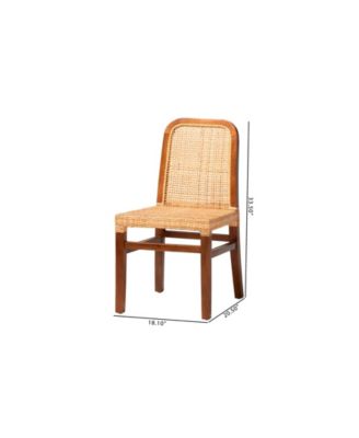 Caspia 2-Pc. Rattan Mid-Century Dining Chair Set
