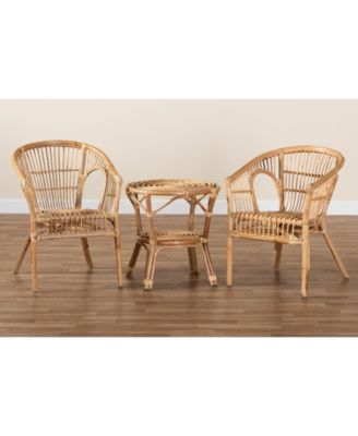 Alleta 3-Pc. Rattan Bohemian Living Room Set