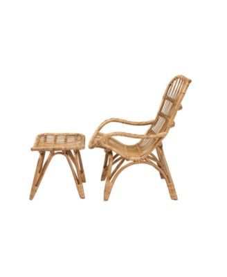 Boxton Studio Earvin 2-Pc. Rattan Bohemian Armchair and Footstool Set