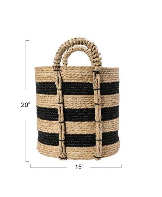 Braided Handle Basket, Black and Natural