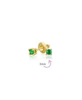 Classic Set of 3 Tiny Multi-color CZ Cubic Zirconia Stud Earrings Gold Plated Sterling Silver Screwback Posts