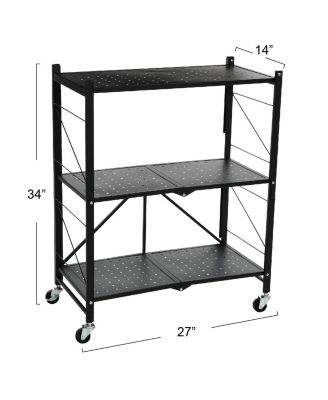 Metal 3-Tier Foldable Utility Rack, Black