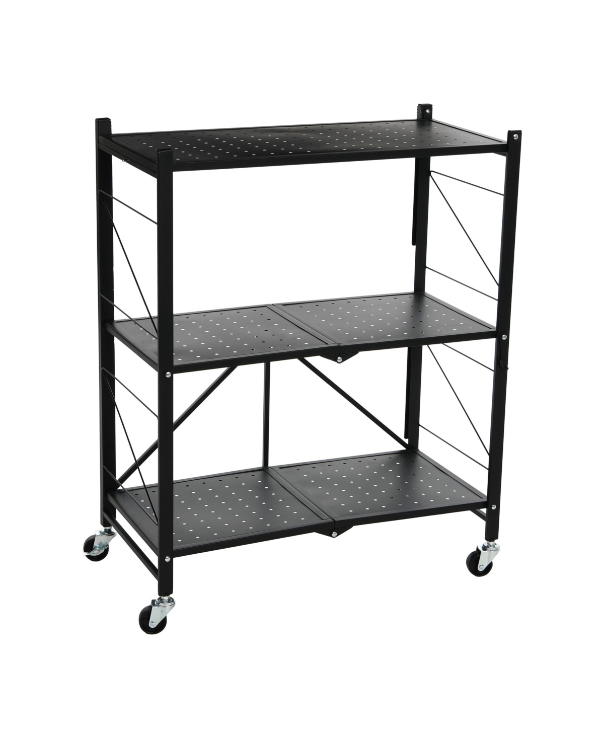 Household Essentials Metal 3-Tier Foldable Utility Rack, Black