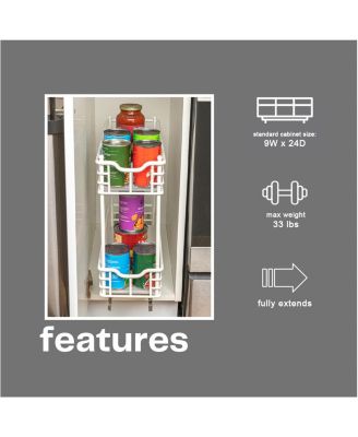 Glidez Multipurpose Paint-Finished Steel Pull-Out Storage Organizer, 2-Tier Design, White