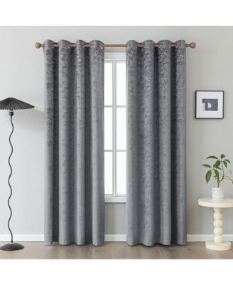 Fleece Textured Light Filtering Grommet Curtains Pair, 52"Wx108"L