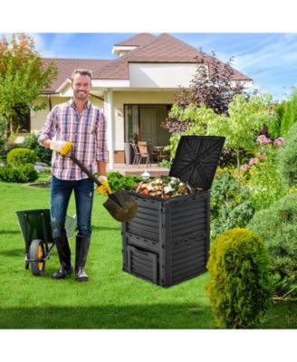 80-Gallon Outdoor Composter with Large Openable Lid and Bottom Exit Door