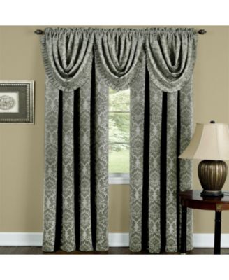 5 Piece Damask Thermal Blackout Rod Pocket Window Curtains & Valances Set