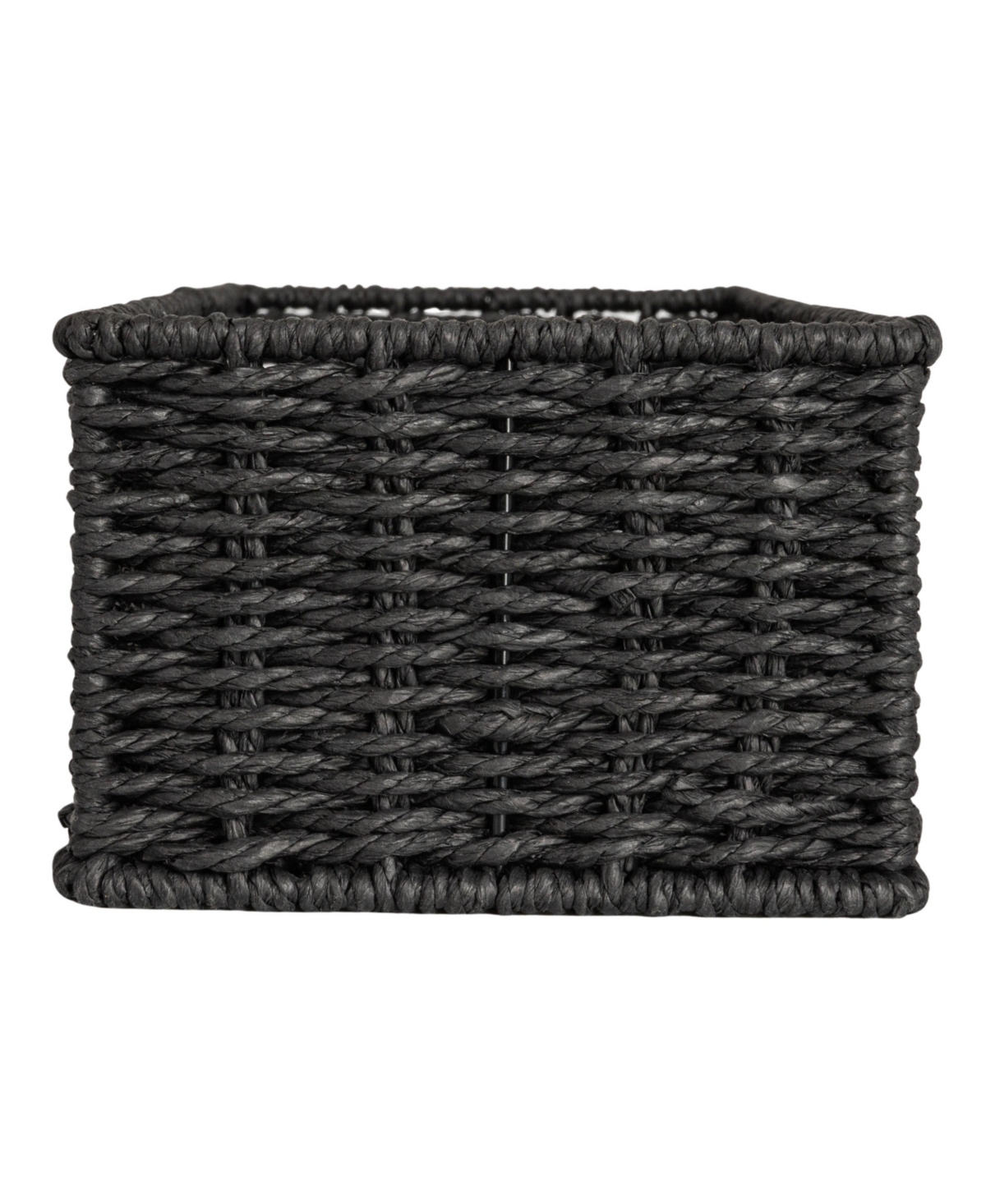 Household Essentials Handwoven Paper Rope Rectangular Storage Basket, Black