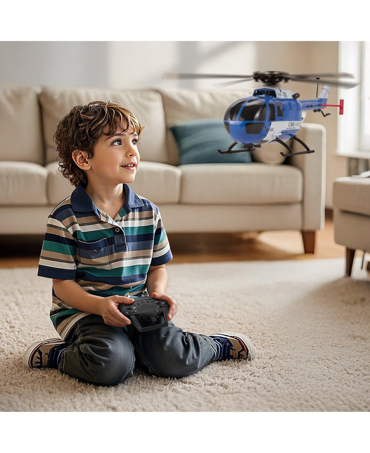 Mecale Rc Helicopter, 2.4GHz 4-Propeller 4-Channel with Gyro, Led Light, One-Key Takeoff/Landing, Plane Toy for Kids 8+