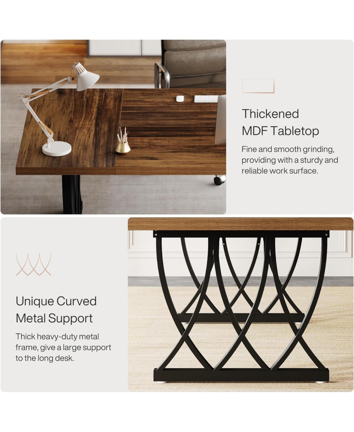 Tribesigns 70.86-Inch Executive Desk, Large Home Office Desk Computer Desk with Thick Metal Frame