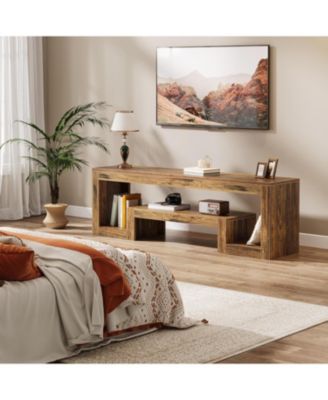 63-Inch TV Stand for 55/60/65/75-Inch TVs, Farmhouse Entertainment Center, Rustic Brown