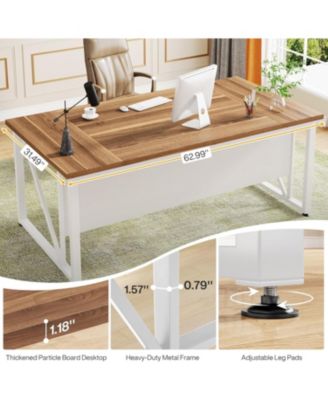 63 inches Executive Computer Desk, Large Home Office Desk Writing Table for Workstation