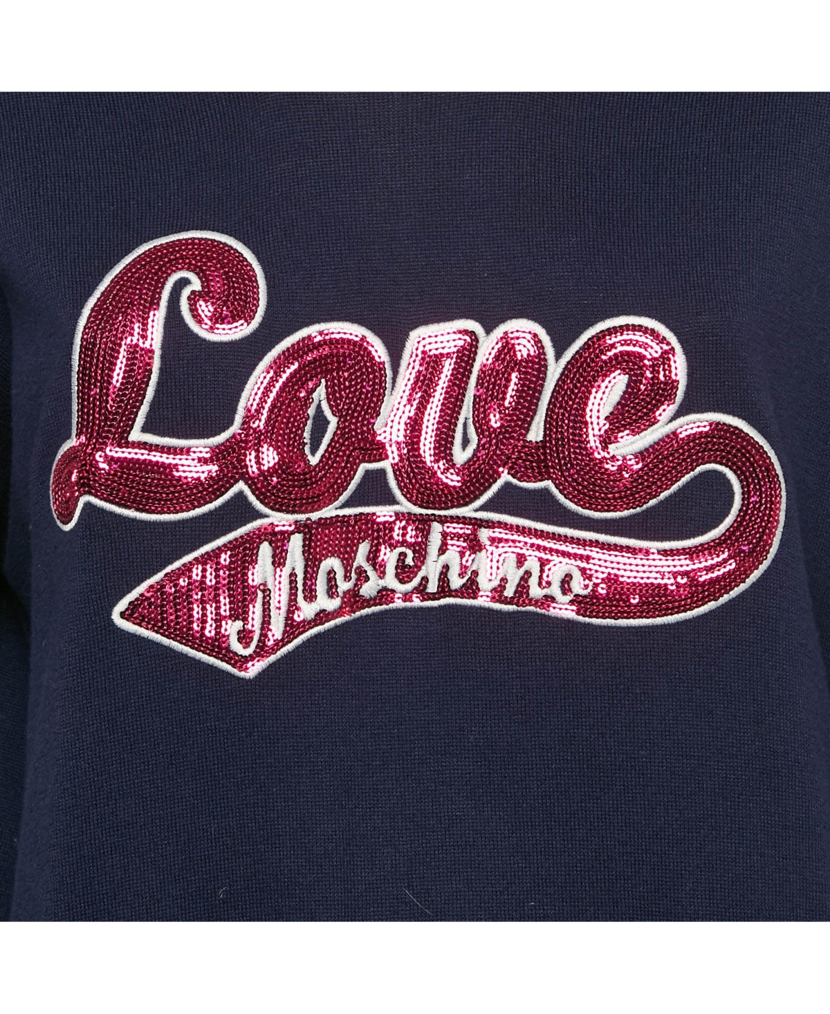 Pre-Owned Love Moschino Women's Navy Blue Sequin Embroidery Cotton Sweater Dress