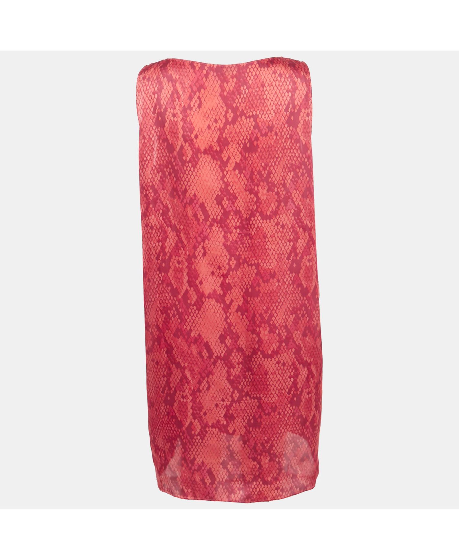 Women's Cheap And Chic Red Printed Satin Sleeveless Short Dress