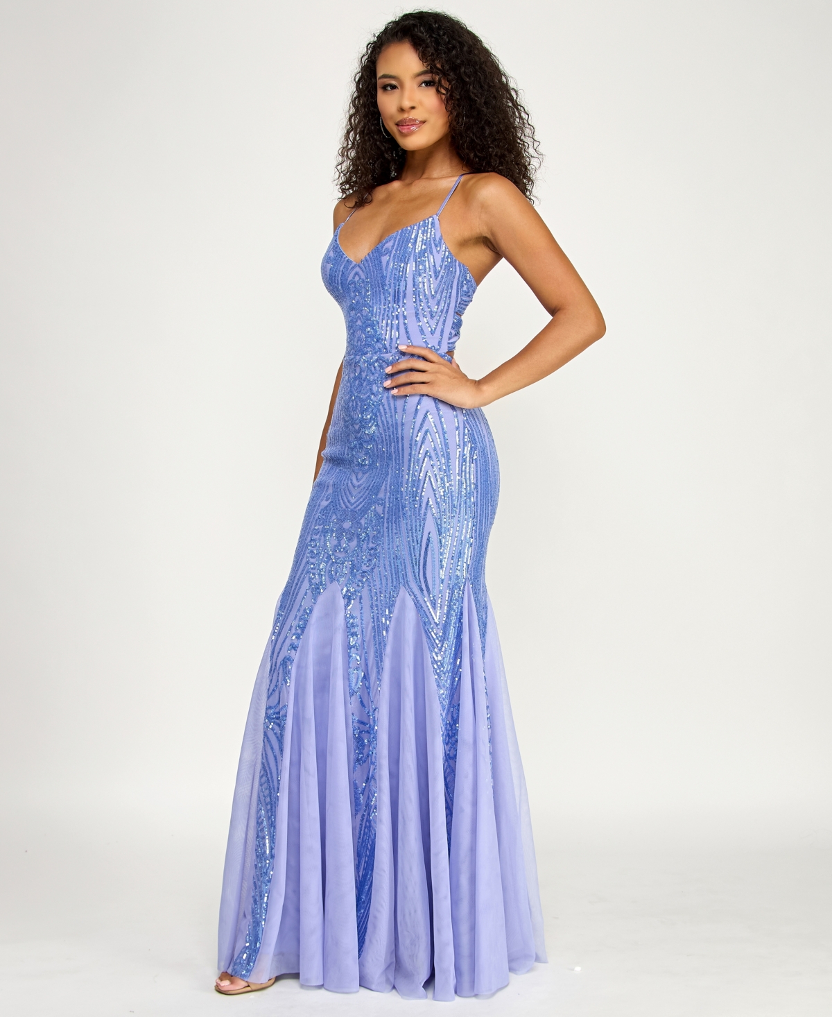 B Darlin Juniors' Sequin Detail V-Neck Dress