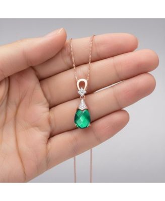 Women's Elegant 18K Rose Gold Plated Colored CZ Teardrop Necklace