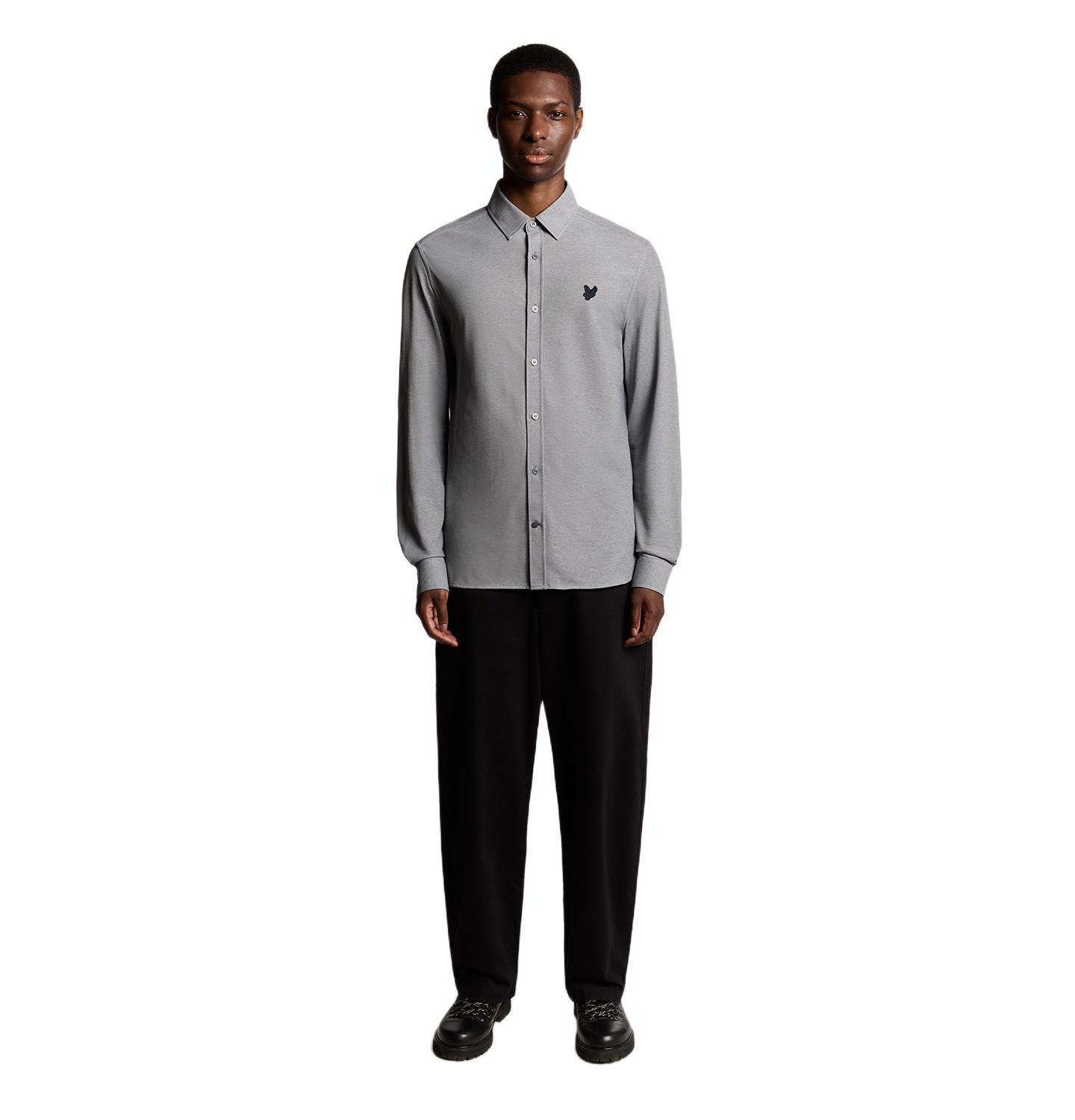 Мужская рубашка Lyle & Scott Jacquard Stripe Long Sleeve, цвет: Белый / Рыжевато-коричневый — фото 2