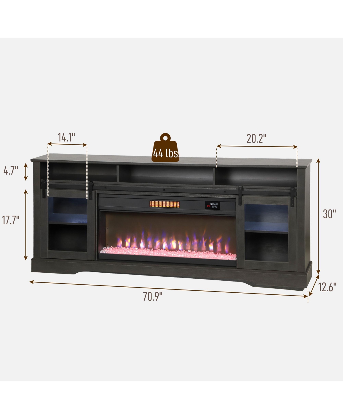 Homcom Modern Electric Fireplace Tv Sd for TVs Up to 80 Inches,
