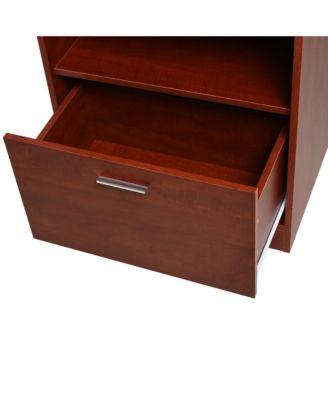 Computer Desk w/ Printer Cabinet L-Shape Corner Table PC Laptop Desk