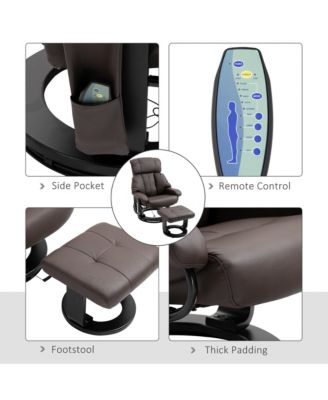 Massage Recliner Chair, Footrest, 360 Swivel Lounger w/ Ottoman,