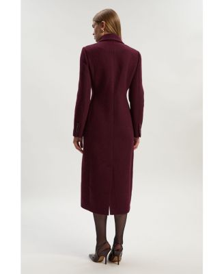 Women's Wool Double Breasted Tailored Midi Coat