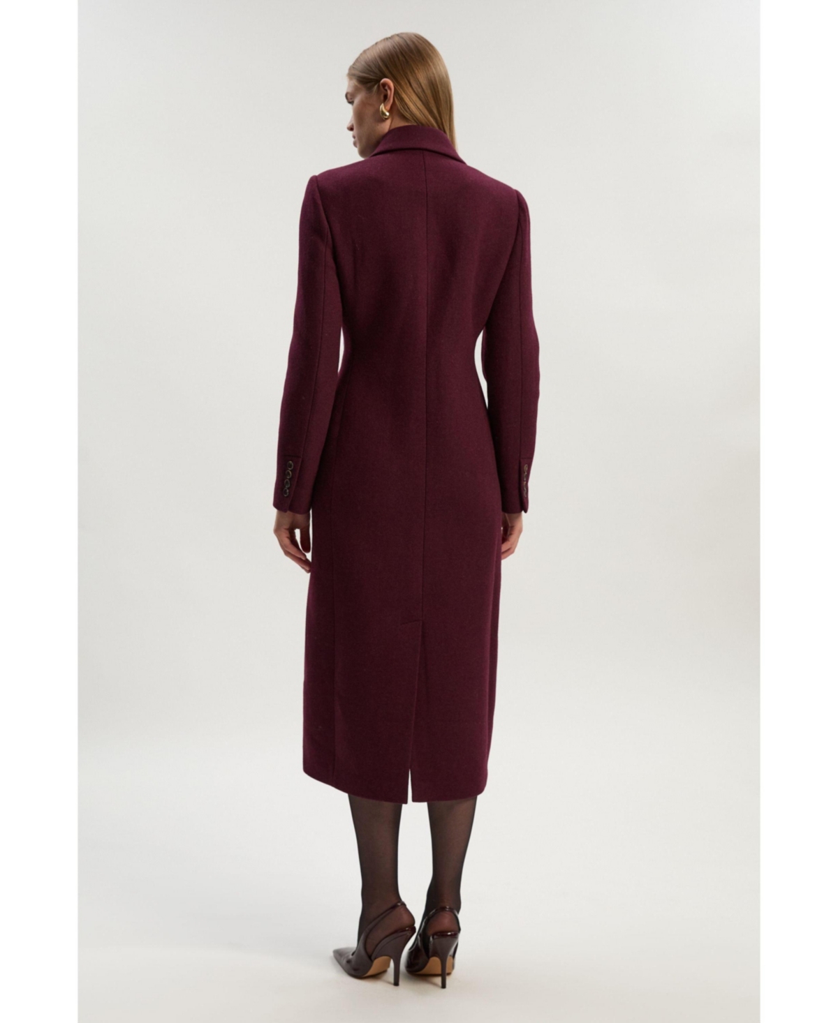 Karen Millen Women's Wool Double Breasted Tailored Midi Coat