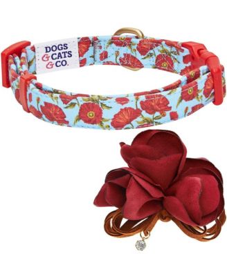 Pet Spring Floral Dog Collar with Removable Camellia Flower Accessory