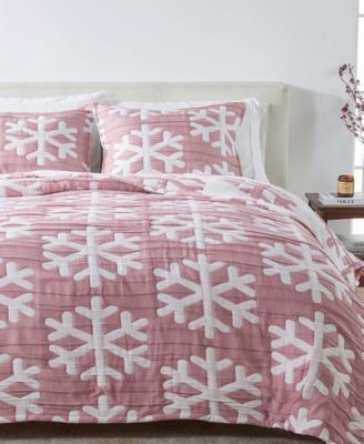 Winter-Themed Snowflake Matelasse Quilt Set with Shams