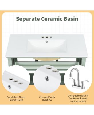 Freestanding Bathroom Vanity with Sink 2 Drawers and Soft Close Doors