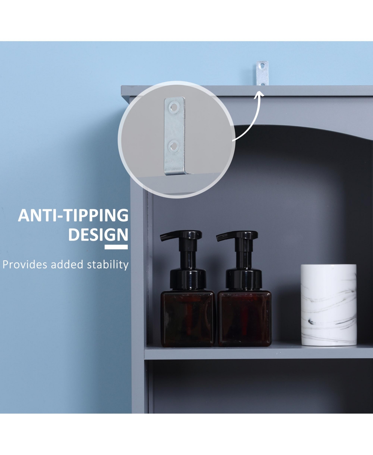 Homcom Bathroom Storage Cabinet, Free Standing Bath Storage Unit, Tall Linen Tower with 3-Tier Shelves and Drawer, Grey