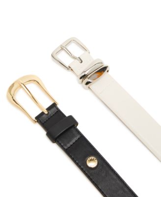 Women's Topstitched Texture Pearl 2- Pc Linked Chain Belt