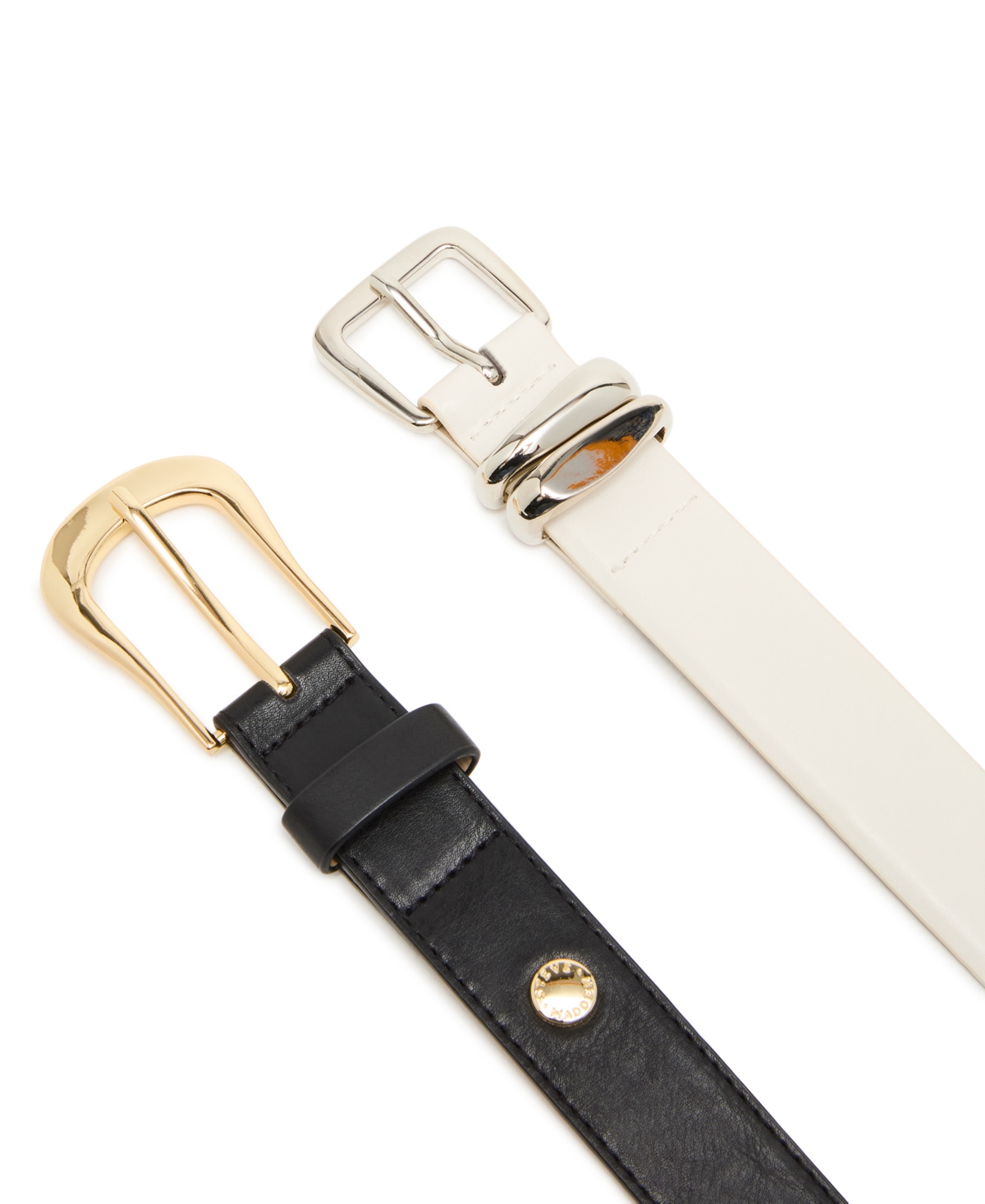 Steve Madden Women's Topstitched Texture Pearl 2- Pc Linked Chain Belt