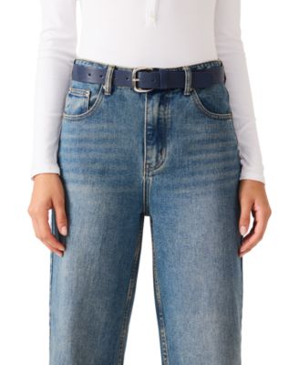 Women's Grain and Double Keeper Buckle 2-Pc Wide Belt