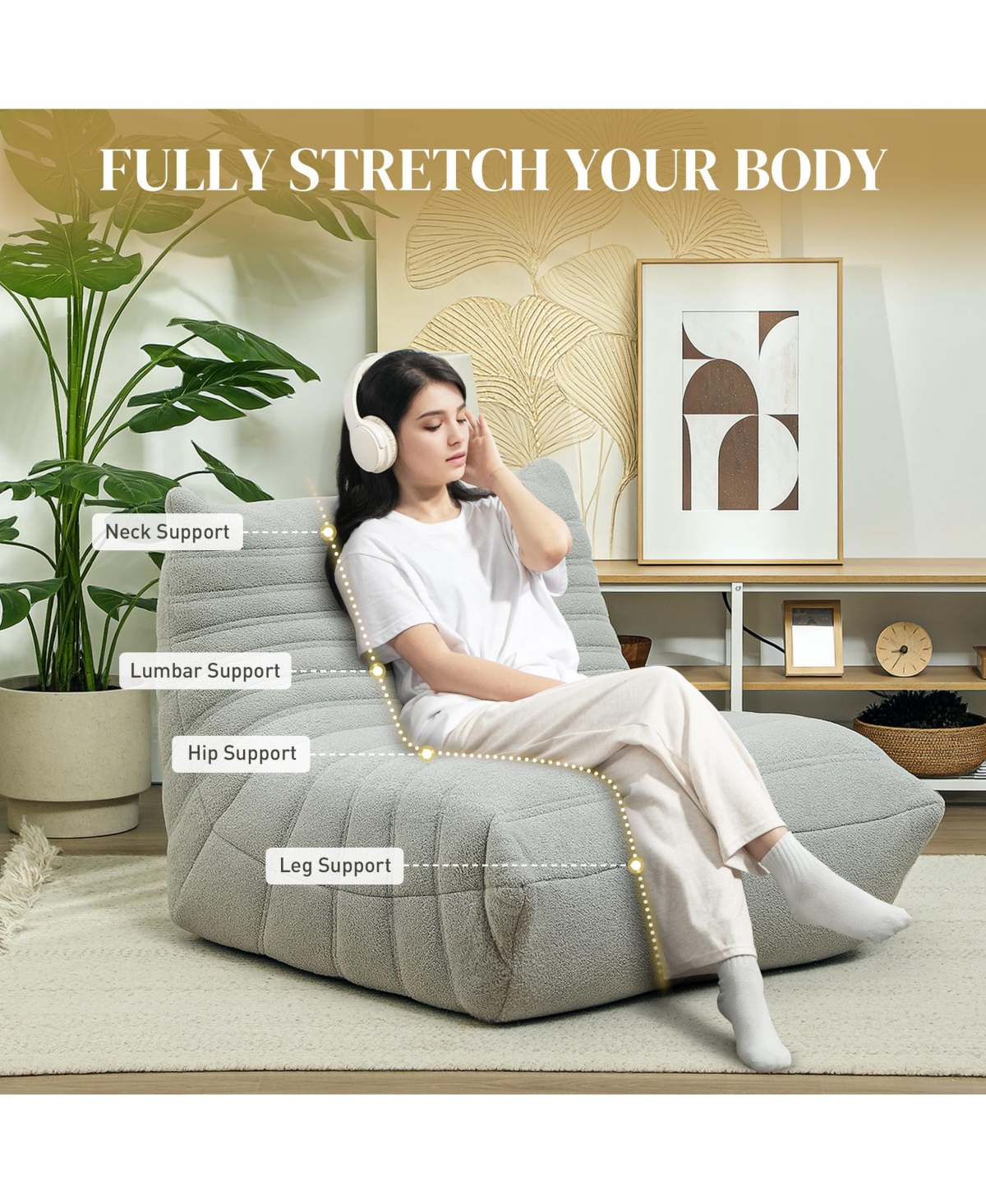 Homcom Bean Bag Chair for Adults, Giant Fireside Chair,