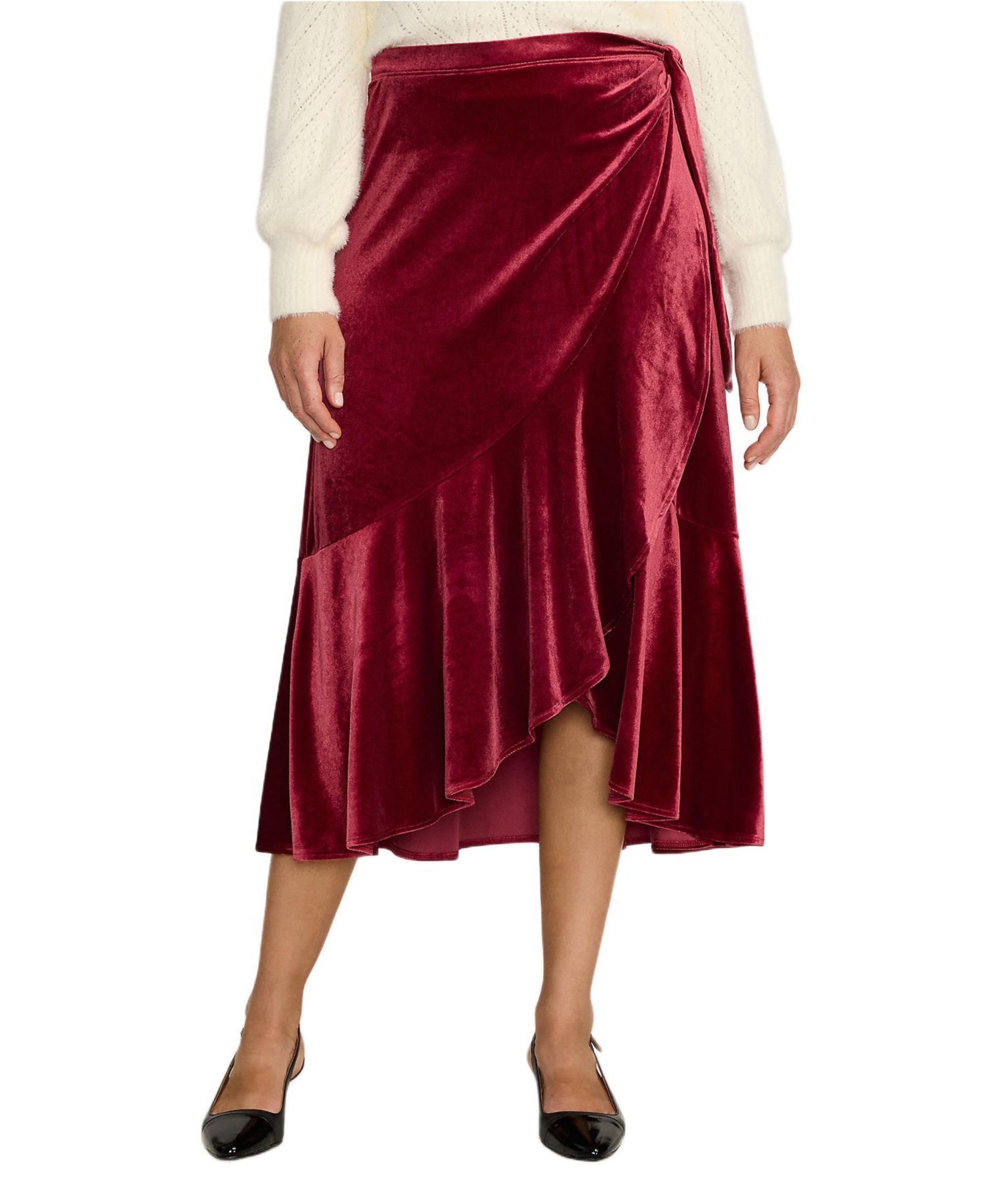 Women's Velvet Wrap Midi Skirt