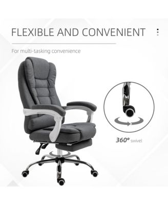 Executive Office Chair with Footrest, Linen-Fabric Computer Chair
