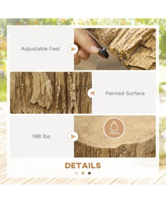 Tree Stump Stool, Concrete Side Table with Wood Grain Finish