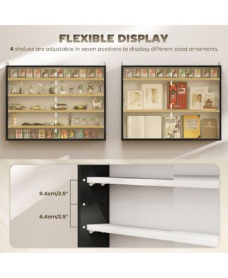5-Tier Display Cabinet Glass Cabinet with 4 Adjustable Shelves,