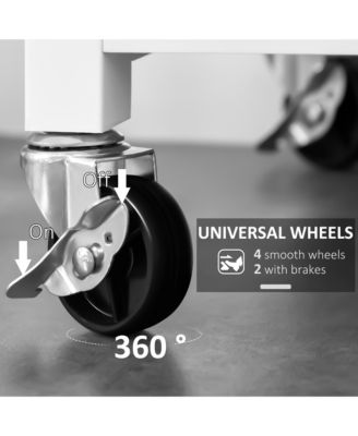 Kitchen Island with Stainless Steel Top, Shelves, Drawers