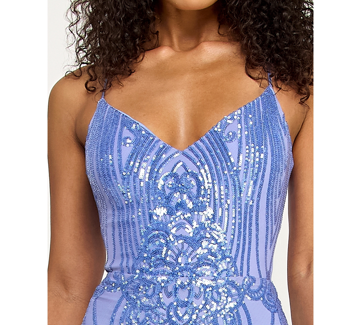 B Darlin Juniors' Sequin Detail V-Neck Dress