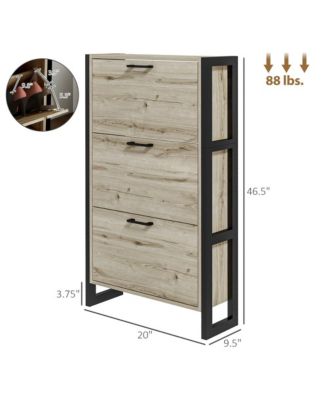 Tall Shoe Cabinet with Multiple Compartments for Hallway