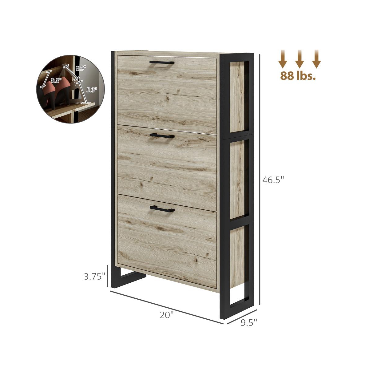 Slickblue Tall Shoe Cabinet with Multiple Compartments for Hallway