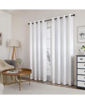 Set of 2 Leeds Floral Leaves Embossed Light Filtering Grommet Top Window Curtain Panels