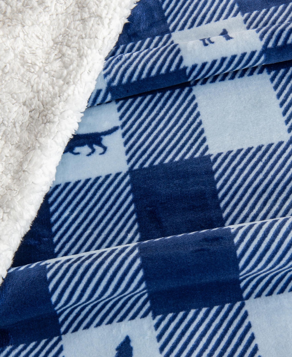 Linery & Co. Velvet Plush Reversible Sherpa Lodge Printed Throw Blanket