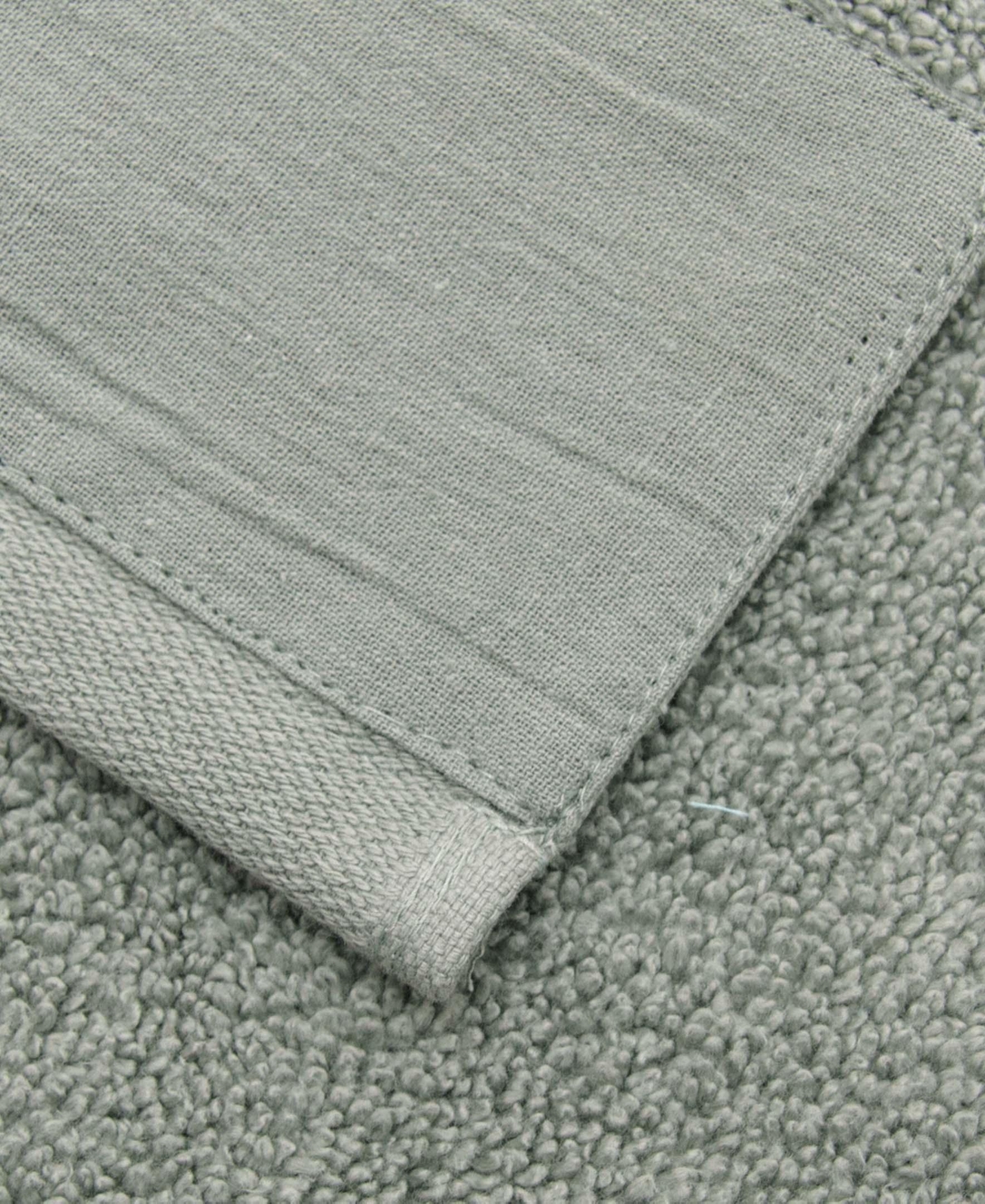 Linery & Co Cotton and Linen-Texture Border 4 Pack Bath Towel Set
